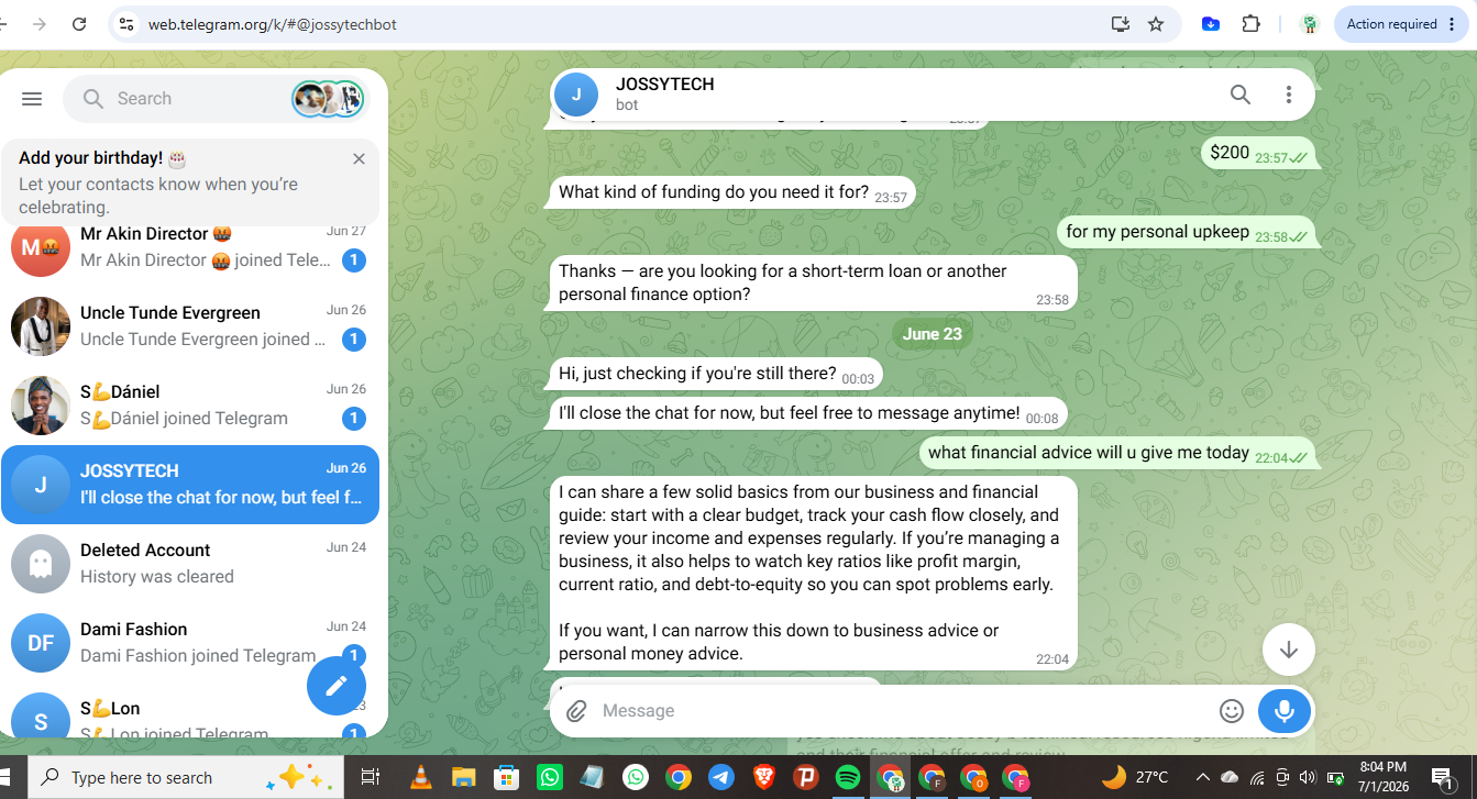 JOSSYTECH — Telegram AI Assistant